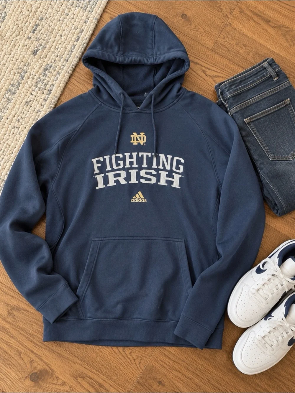 adidas Navy Blue Fighting Irish Pullover Hoodie